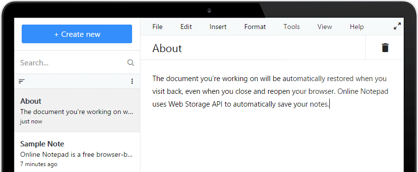 Lowseo Online Notepad Screenshot